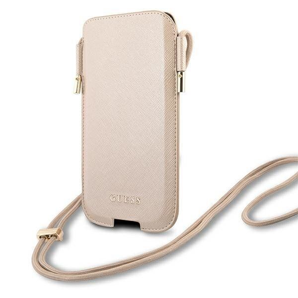 Guess Saffiano Halsbandsfodral 6.1" - Guld Gul