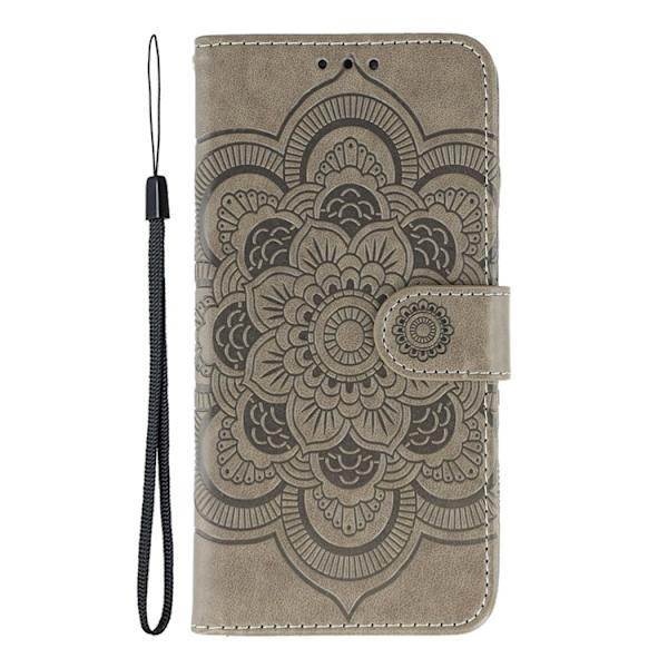 OnePlus 15 Plånboksfodral Mandala Imprinted Konstläder - Grå Grå