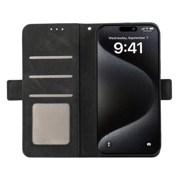 ABEEL Mobilskal till iPhone 16 Pro Max Magnetiskt RFID-Skydd Konstläder Svart