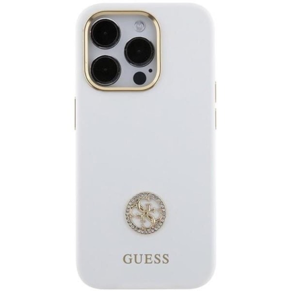 Guess iPhone 15 Pro Max Mobilskal Silikon Logo Strass 4G - Hvid