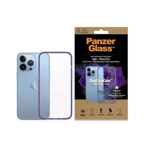 PanzerGlass Mobilskal till iPhone 13 Pro Antibacterial - Transparent/Lila Transparent