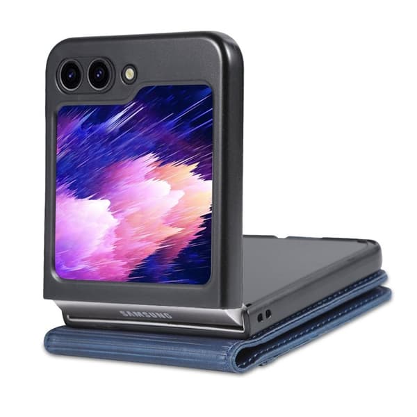 AZNS Samsung Galaxy Z Flip5 Plånboksfodral Konstläder - Blå