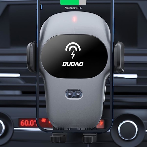 Dudao-autoteline sisäänrakennetulla langattomalla Qi-laturilla 15W - harmaa Grey