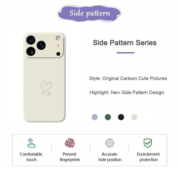 Mobilskal till iPhone 17 Pro Vit Love Pattern TPU - Svart Svart