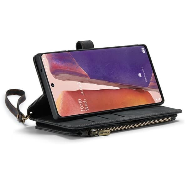 CASEME Konstläder Plånboksfodral för Samsung Galaxy Note20 5G - Svart