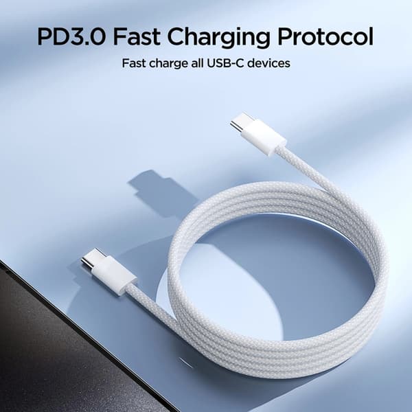 Joyroom USB-C til USB-C Kabelben Serie 60W 1m - Hvid Vit