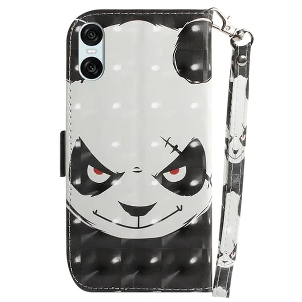Sony Xperia 10 VI Konstläder Plånboksfodral 3D Pattern - Panda Svart