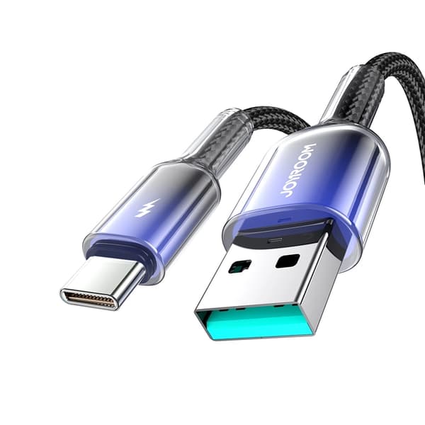 Joyroom S-A42 USB-A - USB-C 3A 1.2m Kabel Krystalklar Serie - Sort Black
