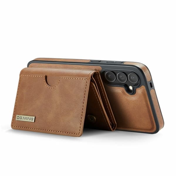 DG.MING M6 Series Samsung Galaxy S25 FE Konstläder Plånboksfodral Magnetisk Brun
