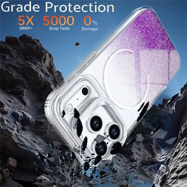 Mobilskal till iPhone 17 Pro Max MagSafe Shockproof Glitter Gradient - Lila Lila
