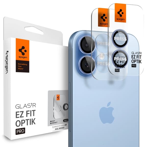 Spigen [2-Pack] iPhone 17 Härdat Glas Kameraskydd EZ Fit - Blå Blå