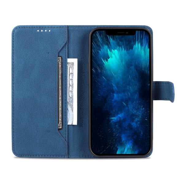 AZNS iPhone 13 Pro Max Plånboksfodral Konstläder - Blå