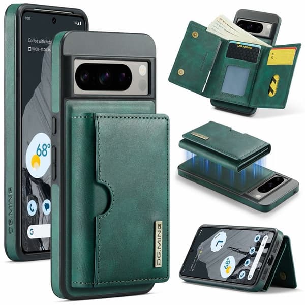 DG.MING M6 Series Konstläder Plånboksfodral för Google Pixel 8 Pro - Grön