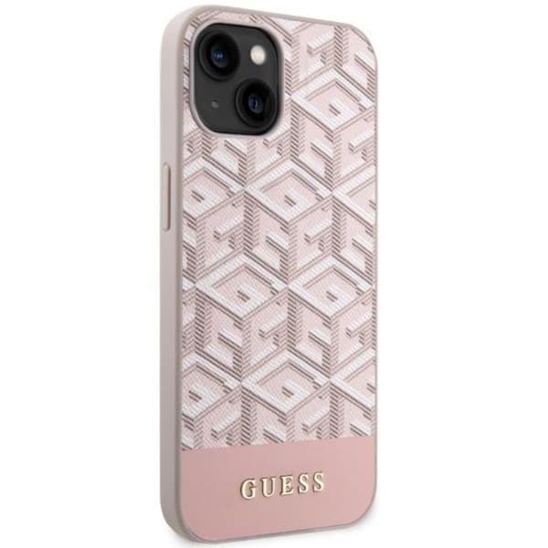 Guess iPhone 14 Plus Mobilskal MagSafe GCube Stripes - Rosa Rosa