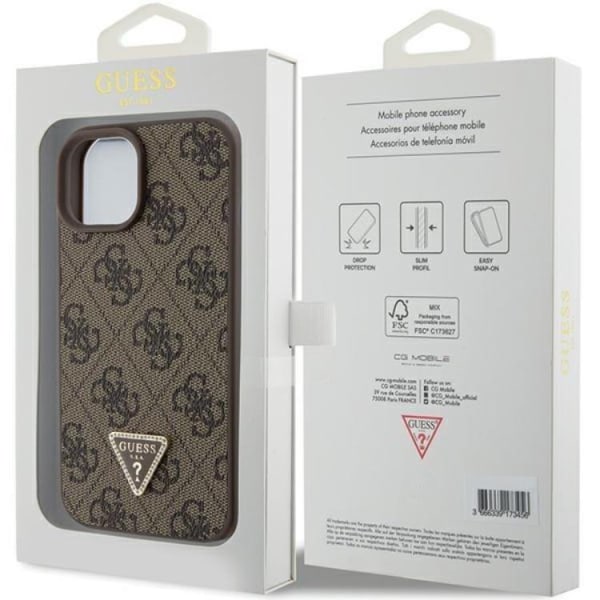 Guess iPhone 15 Mobilskal Triangle Strass - Brun