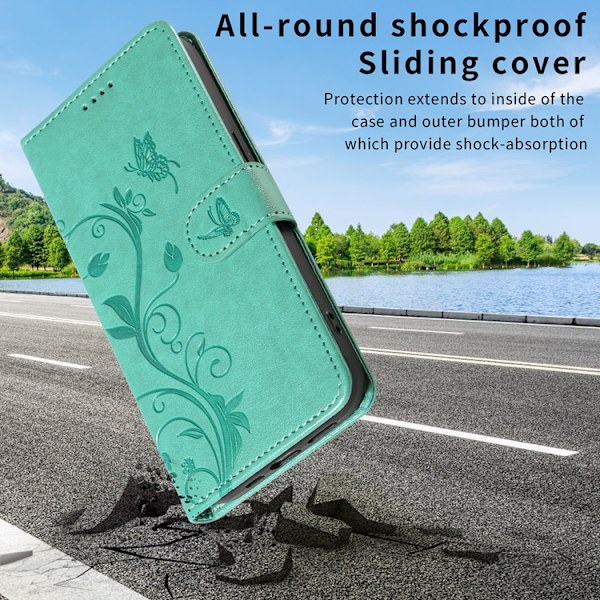 OnePlus 15 5G Plånboksfodral Flower Pattern Konstläder Grön