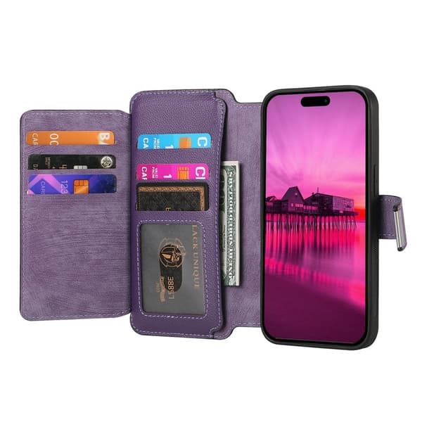 CASENEO MW-02 iPhone 17 Pro Max Plånboksfodral Konstläder - Lila Rosa