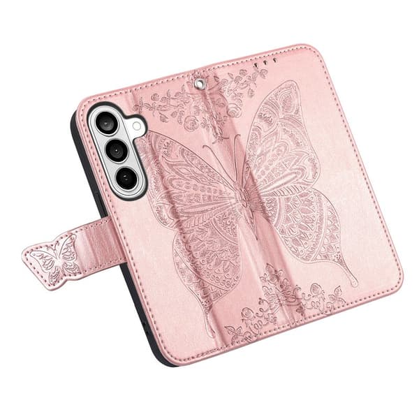 Plånboksfodral för Samsung Galaxy S26 Konstläder med rem - Roséguld