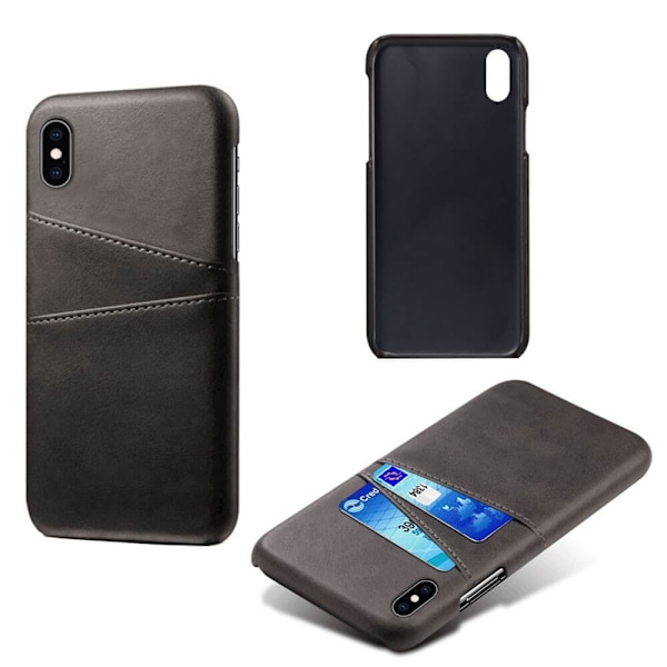 Retro Mobilskal med Kortplatser till iPhone Xs Max - Svart Svart