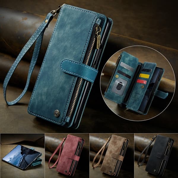 CASEME Galaxy Z Fold 7 Plånboksfodral Med Rem läder - Blå Blå
