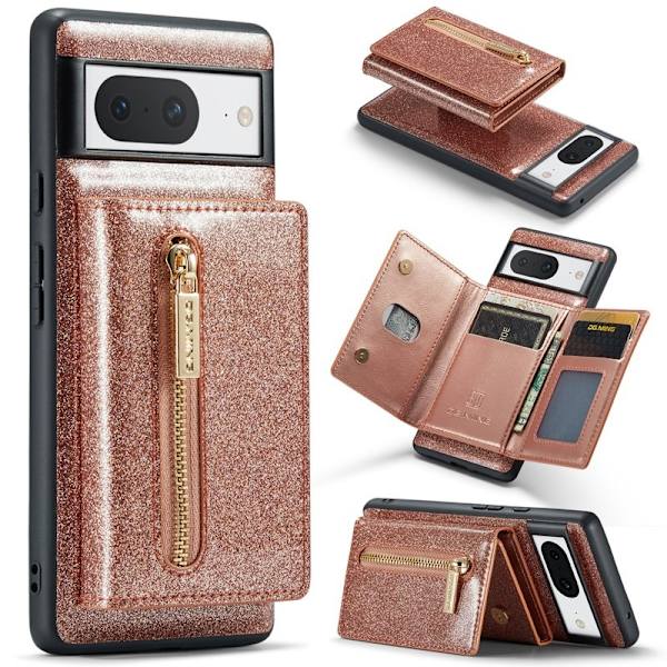 DG.MING M3 Series Konstläder Plånboksfodral för Google Pixel 8 Roséguld