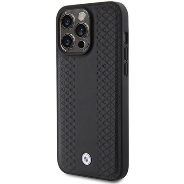 BMW iPhone 15 Pro Max Mobilskal Läder Diamond Pattern - Musta Black