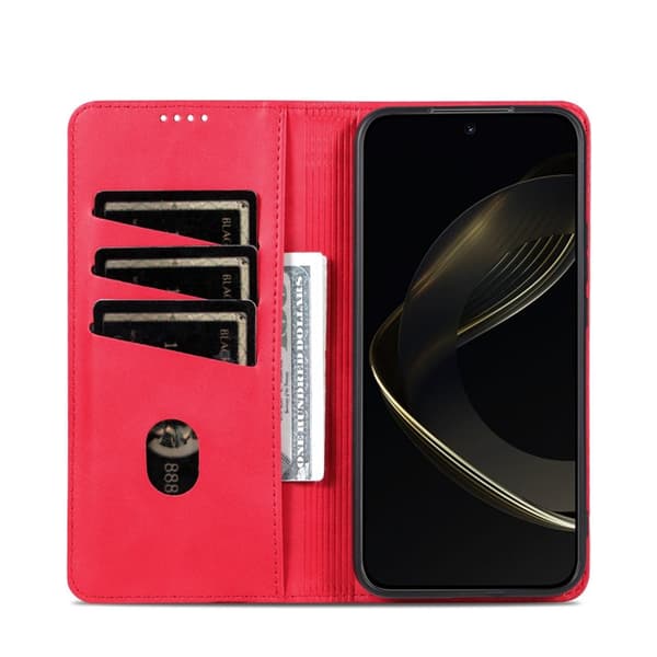 AZNS Plånboksfodral för Samsung Galaxy S26 Plus Konstläder - Röd