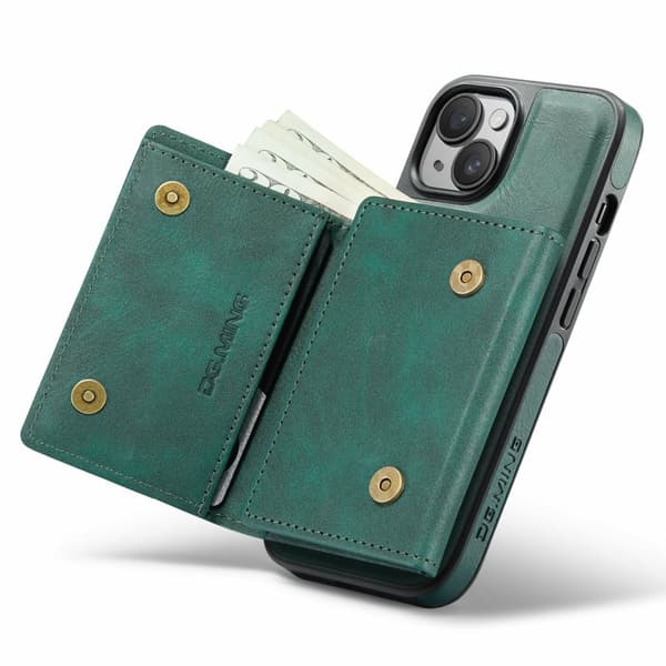 DG.MING M6 Series Mobilskal till iPhone 13 Magnetiskt Plånboksfodral Grön