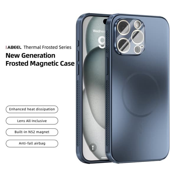 ABEEL Mobilskal till iPhone 14 Pro Magnetiskt TPU PC Kylande Matt Blå