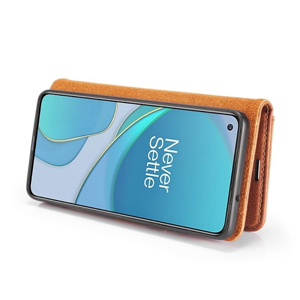 DG.MING OnePlus 8T Äkta Läder Plånboksfodral Brun