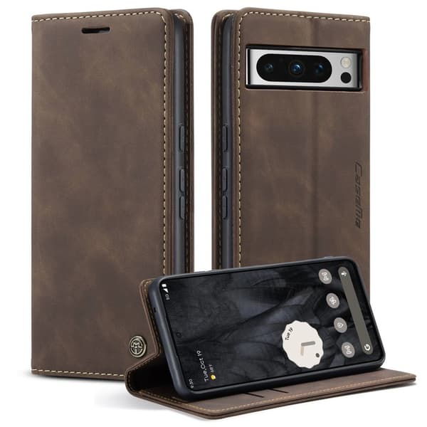 CASEME 013 Series Google Pixel 8 Pro Plånboksfodral Konstläder Brun