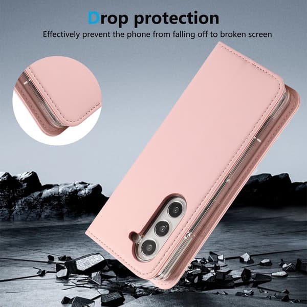 ABEEL Samsung Galaxy Z Fold5 Plånboksfodral RFID-Skydd Konstläder - Rosa