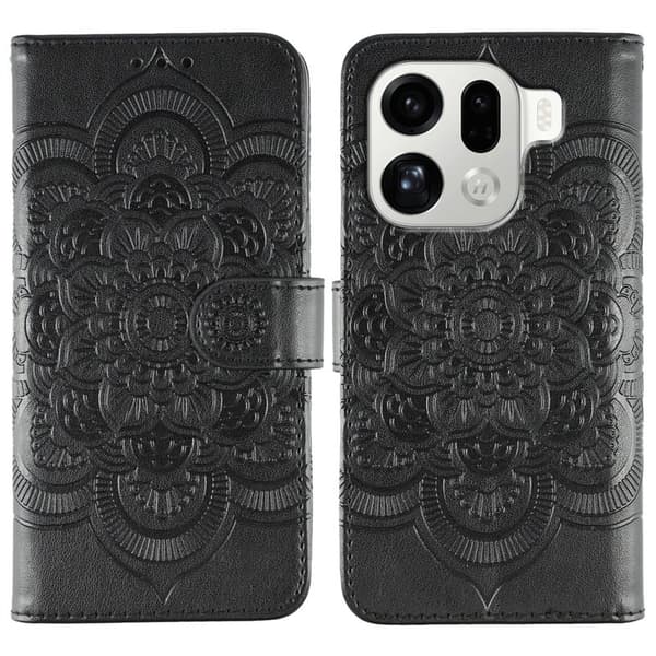 Oppo Find X9 Pro 5G Plånboksfodral Konstläder Mandala - Svart