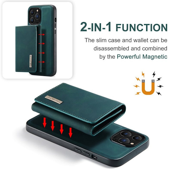 DG.MING iPhone 16 Pro Konstläder Plånboksfodral Kickstand Grön
