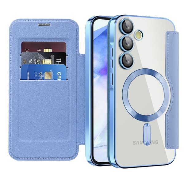 Samsung Galaxy A55 5G Plånboksfodral KonstLäder RFID-Skydd - Blå