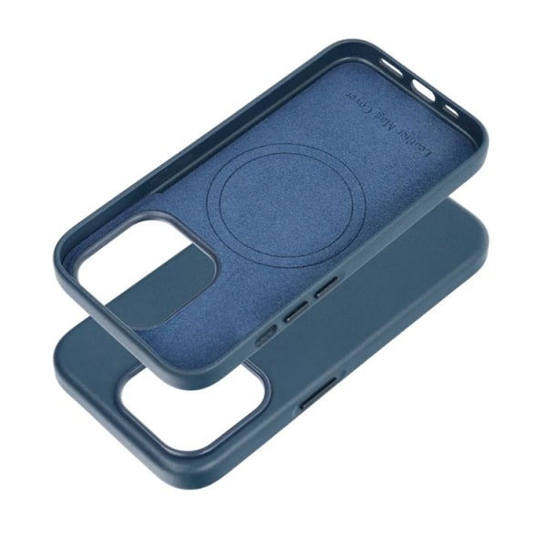 iPhone 15 Pro Max Mobilskal Magsafe Läder - Blå