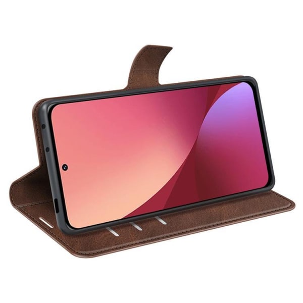 Magnetic Clasp Plånboksfodral Xiaomi 12 Pro - Brun