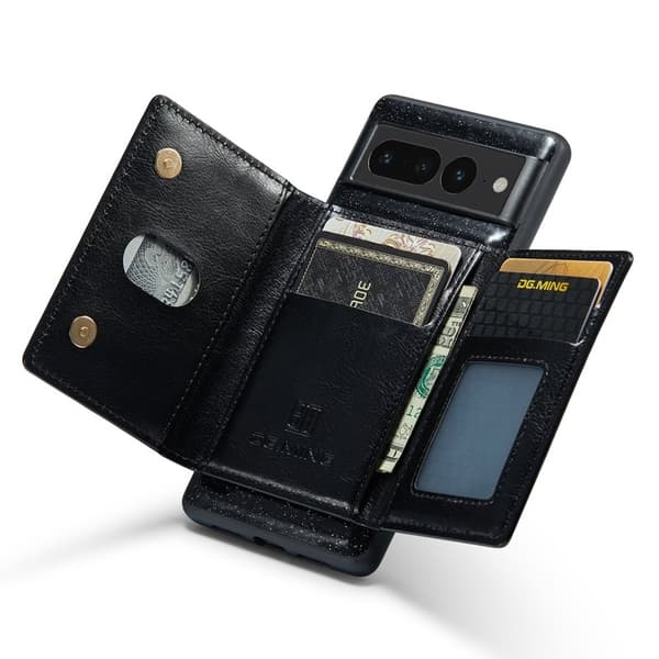 DG.MING M3 Series Konstläder Plånboksfodral för Google Pixel 7 Pro 5G Svart