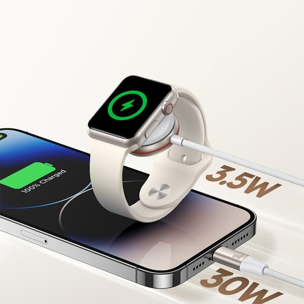 Joyroom 2in1 Lightning Kabel Och Inductive Laddare 1.5m - Vit Vit
