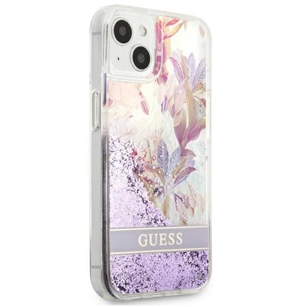 Guess iPhone 13 mini Skal Flower Liquid Glitter - Lila Lila