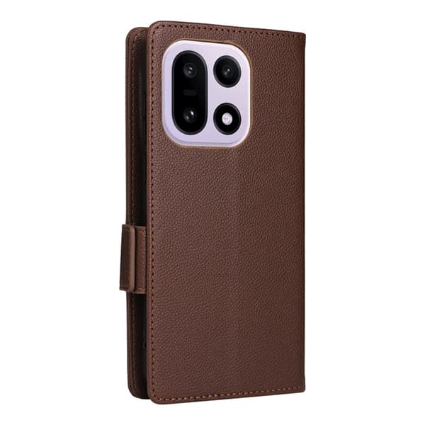 OnePlus 15 5G Plånboksfodral Litchi Texture Konstläder - Brun Brun