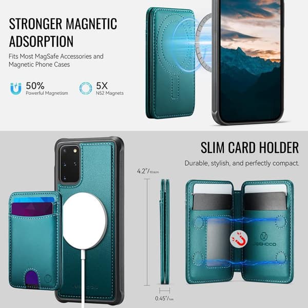 JEEHOOD Mobilskal till Samsung Galaxy S20 Plus Konstläder - Blå Blå