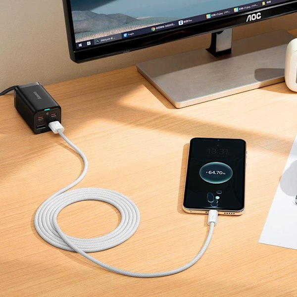 Baseus Dynamic USB-C till USB-A kabel 100W 2m - Vit