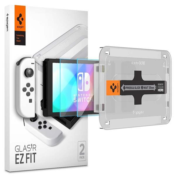 Spigen Ez Fit karkaistu lasi näytönsuoja 2-pack Nintendo Switch OLED
