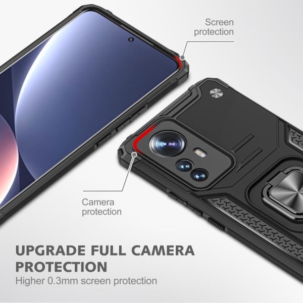 Metallinen Kickstand iskunkestävä suojus Xiaomi 12 Pro - musta