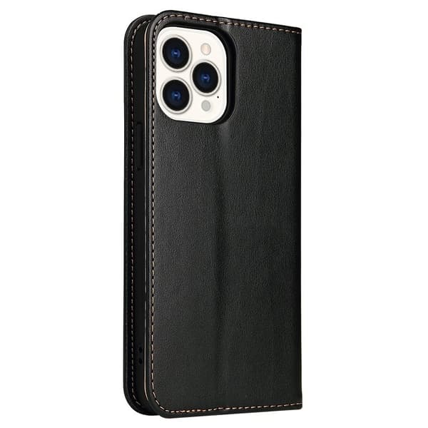 FIERRE SHANN iPhone 15 Pro Plånboksfodral - Magnetisk Konstläder - Svart