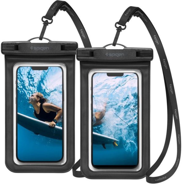 Spigen 2-Pack Universal vedenpitävät matkapuhelinkotelot A601 - musta