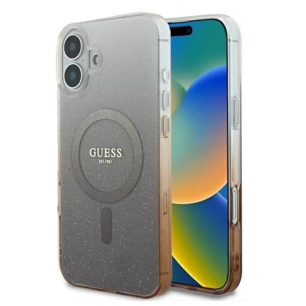 Guess telefontaske til iPhone 16 6.1 MagSafe IML Glitter Gradient - Brun
