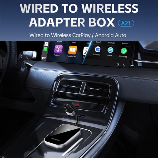 CarPlay Trådbunden Bluetooth Trådlös Adapter A21 Dual Svart