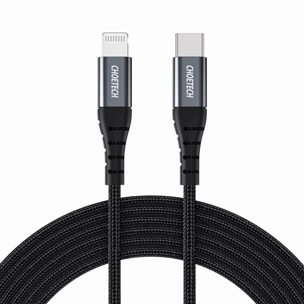 Choetech USB-C till Lightning kabel MFi 480Mb/s 3A 2m Svart